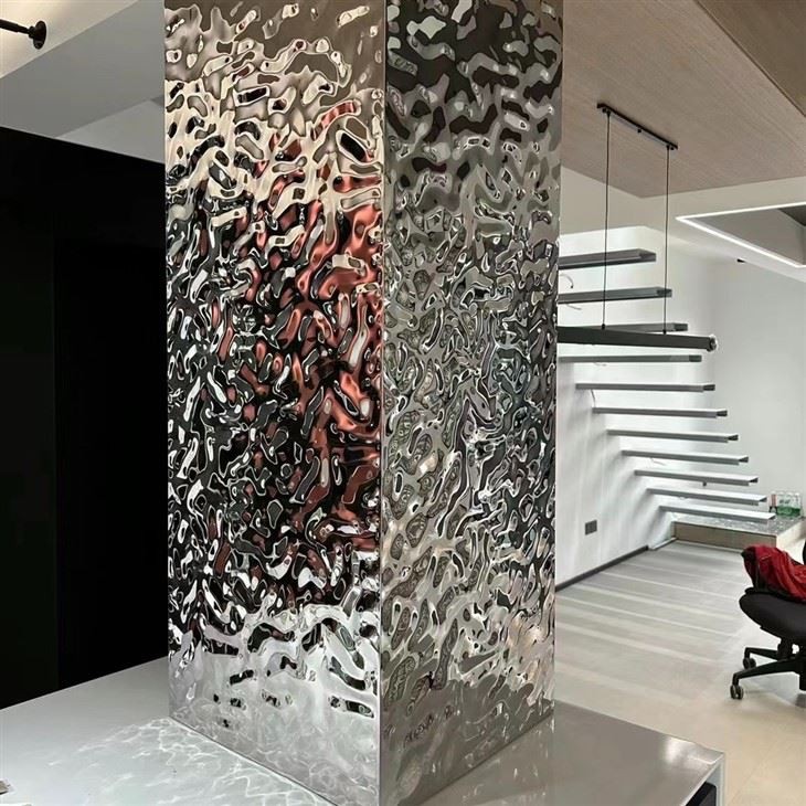 3D Water Ripples Mirror Sheets Decorative Panel Composite Interior Metal Bamboo Fiber Charcoal Wall Board